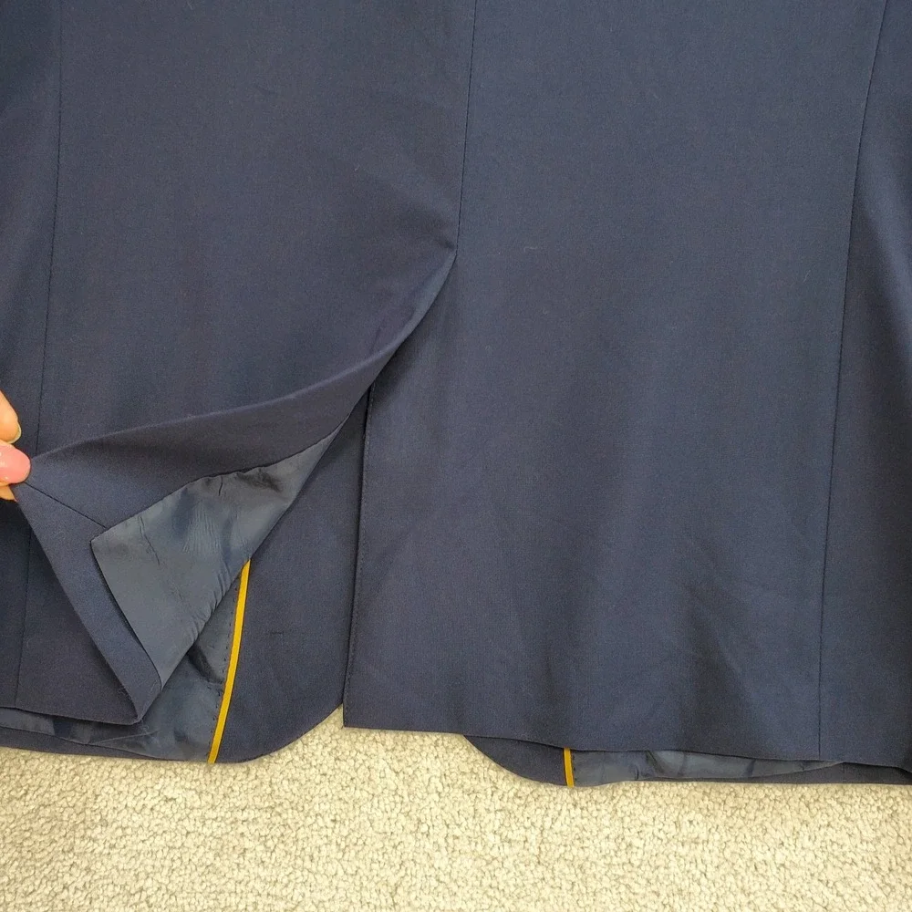 John Blair Signature Blazer Jacket Men 44 Blue Rayon Notch Lapel Single Breasted